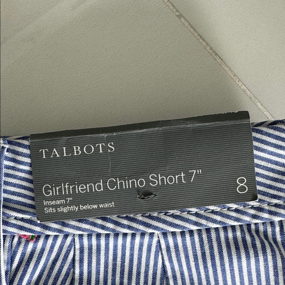 Talbots Blue & White Striped Shorts with Pink Embroidery - Picture 3 of 4